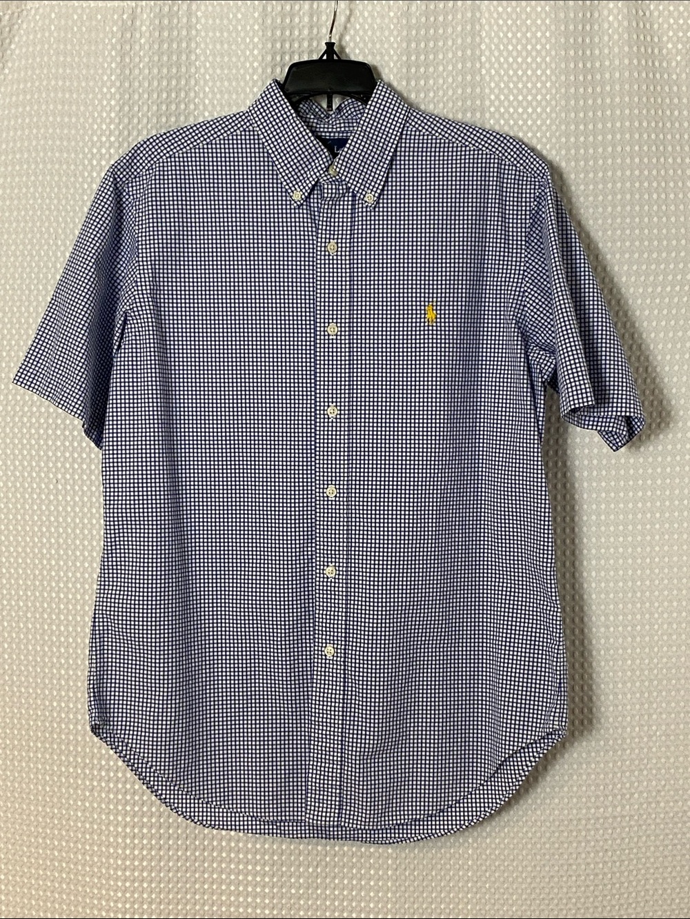 Ralph Lauren Men’s Classic Fit Short Sleeve Button Down Shirt Blue White Size M